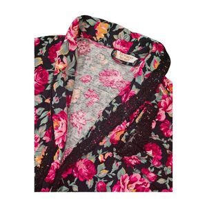 VTG Victoria's Secret Gold Label Bath Robe Floral 90s Long Sleeve Cotton Women S